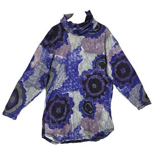 Vtg Chicos Turtle Neck Sweater Shirt Womens XL Blue Sz 3 Western Aztec West